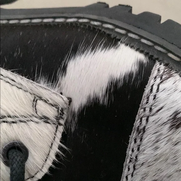 MYRA Bag Black and White Cowhide Combat Boots Women’s sz 7 - Picture 9 of 10